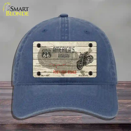 Americas Highway Route 66 Novelty License Plate Hat Unconstructed Cotton / Navy