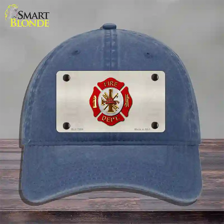 Fire Department Novelty License Plate Hat Unconstructed Cotton / Navy