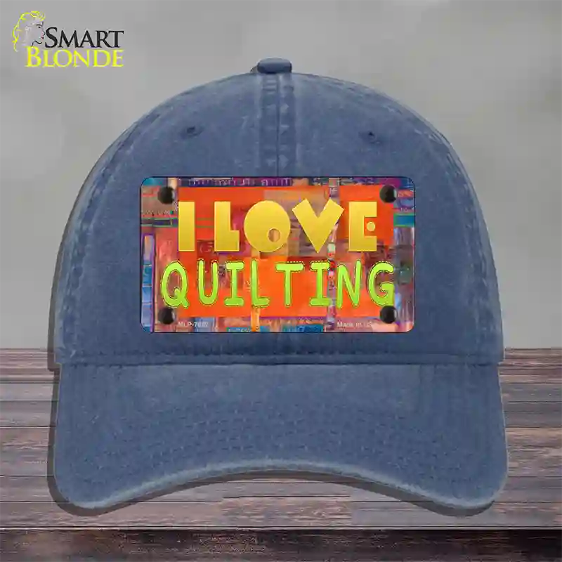 I Love Quilting Novelty License Plate Hat Unconstructed Cotton / Navy