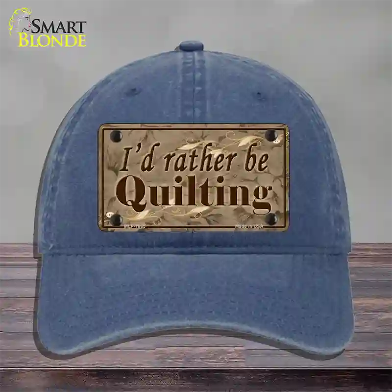 Id Rather Be Quilting Novelty License Plate Hat Unconstructed Cotton / Navy