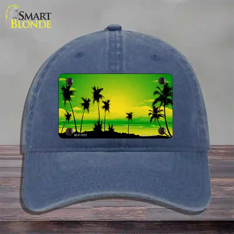 Sunset Yellow Green Novelty License Plate Hat Unconstructed Cotton / Navy