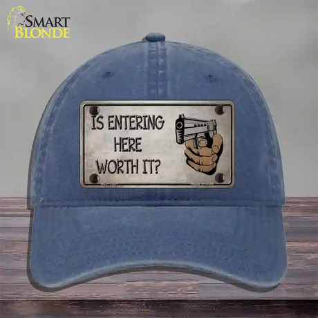 Entering Worth It Novelty License Plate Hat Unconstructed Cotton / Navy