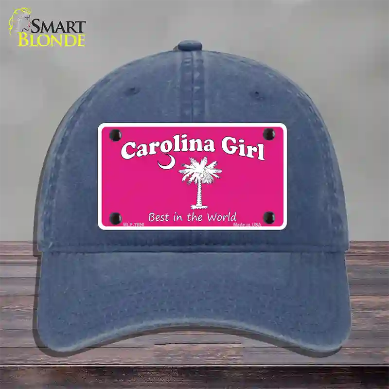 Carolina Girl Pink Novelty License Plate Hat Unconstructed Cotton / Navy