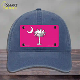 South Carolina Flag Pink Novelty License Plate Hat Unconstructed Cotton / Navy