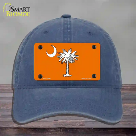 South Carolina Flag Orange Novelty License Plate Hat Unconstructed Cotton / Navy