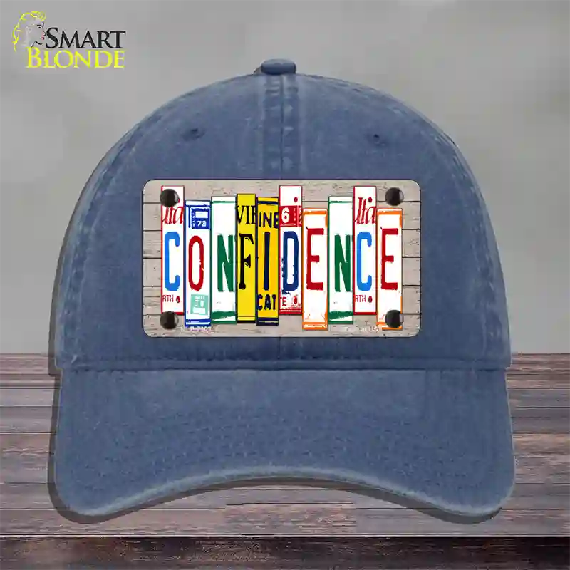 Confidence Wood License Plate Art Novelty License Plate Hat Unconstructed Cotton / Navy