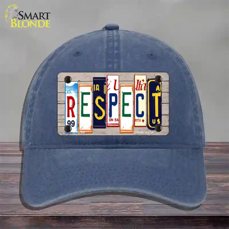 Respect Wood License Plate Art Novelty License Plate Hat Unconstructed Cotton / Navy