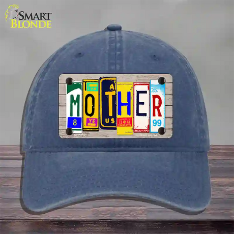 Mother Wood License Plate Art Novelty License Plate Hat Unconstructed Cotton / Navy