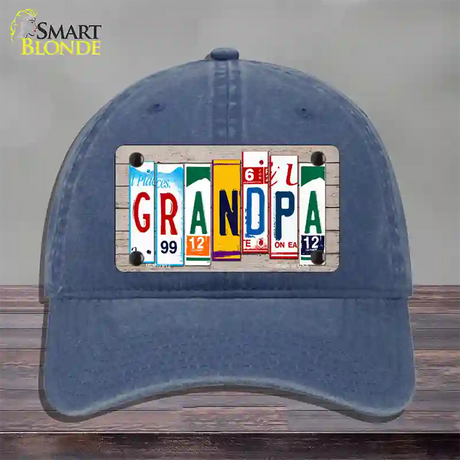 Grandpa Wood License Plate Art Novelty License Plate Hat Unconstructed Cotton / Navy