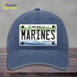 Marines Michigan Novelty License Plate Hat Unconstructed Cotton / Navy