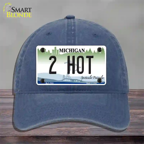 2 Hot Michigan Novelty License Plate Hat Unconstructed Cotton / Navy