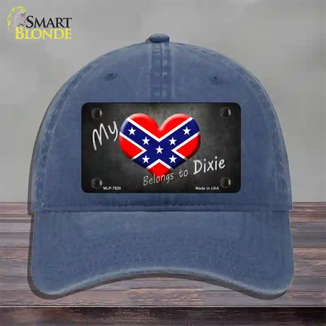 Heart Belongs To Dixie Novelty License Plate Hat Unconstructed Cotton / Navy