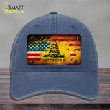 Dont Tread On Me US Flag Novelty License Plate Hat Unconstructed Cotton / Navy