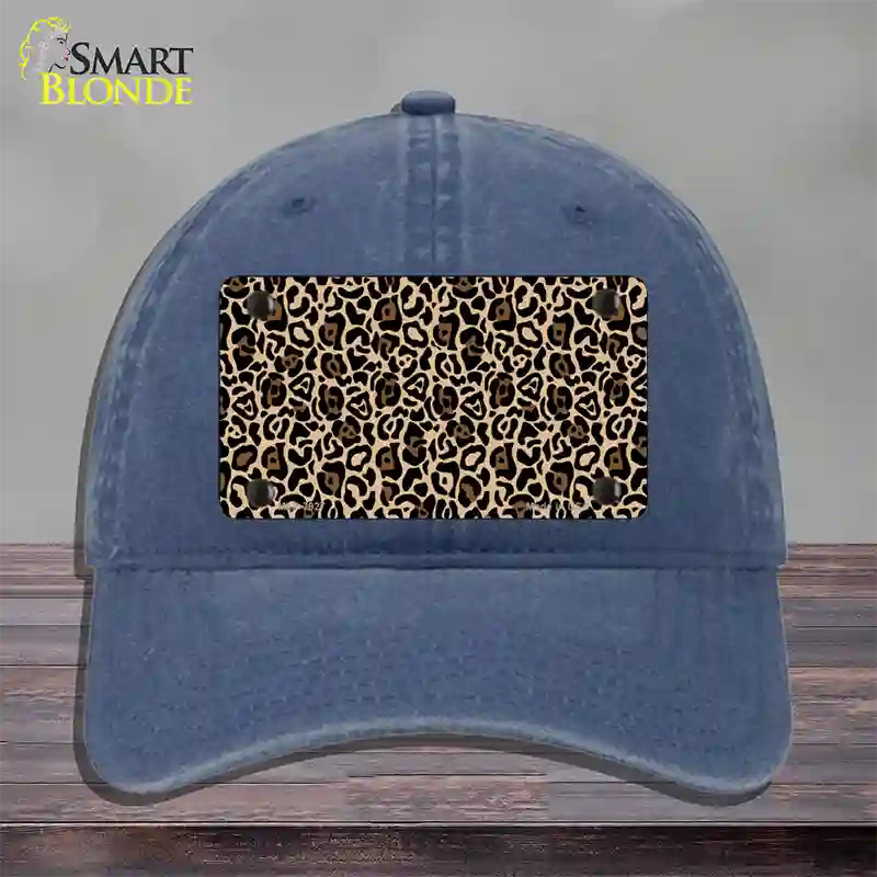 Leopard Print Novelty License Plate Hat Unconstructed Cotton / Navy