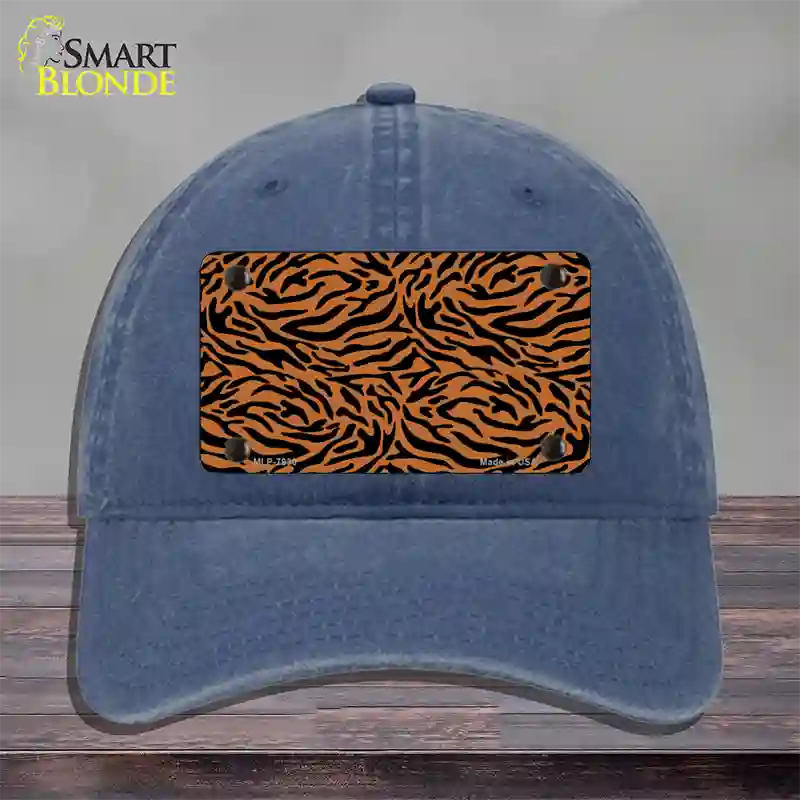 Tiger Print Novelty License Plate Hat Unconstructed Cotton / Navy