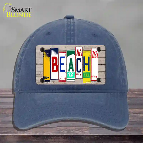 Beach Wood License Plate Art Novelty License Plate Hat Unconstructed Cotton / Navy