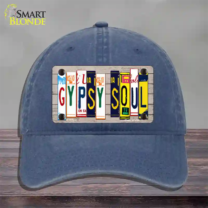 Gypsy Soul Wood License Plate Art Novelty License Plate Hat Unconstructed Cotton / Navy