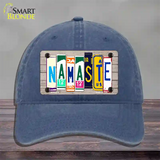 Namaste Wood License Plate Art Novelty License Plate Hat Unconstructed Cotton / Navy