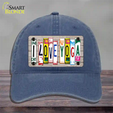 I Love Yoga Wood License Plate Art Novelty License Plate Hat Unconstructed Cotton / Navy