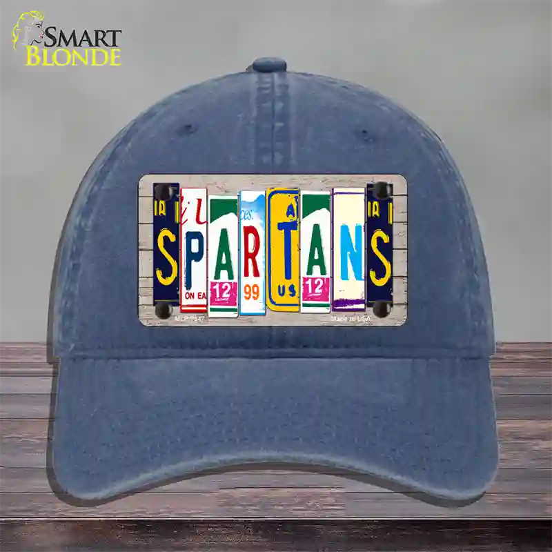 Spartans Wood License Plate Art Novelty License Plate Hat Unconstructed Cotton / Navy