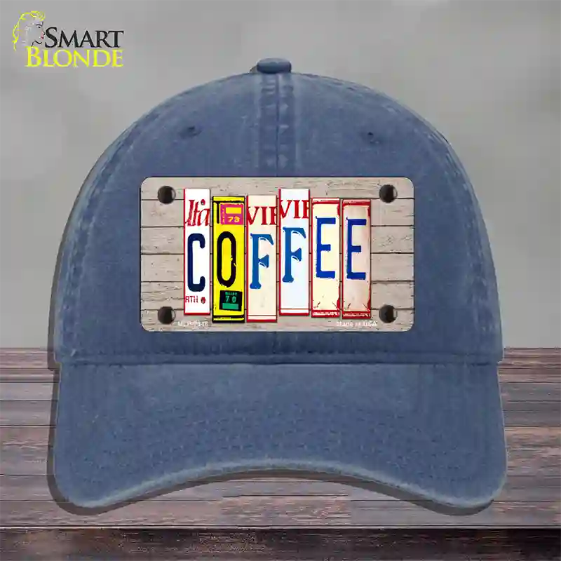 Coffee Wood License Plate Art Novelty License Plate Hat Unconstructed Cotton / Navy