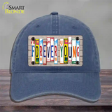 Forever Young Wood License Plate Art Novelty License Plate Hat Unconstructed Cotton / Navy