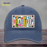 Road Trip Wood License Plate Art Novelty License Plate Hat Unconstructed Cotton / Navy