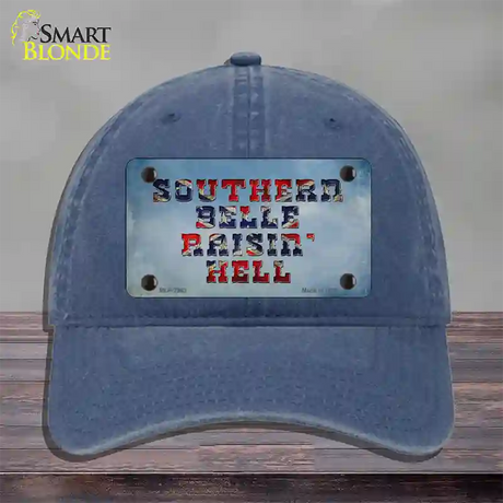 Southern Bell Raisin Hell Novelty License Plate Hat Unconstructed Cotton / Navy