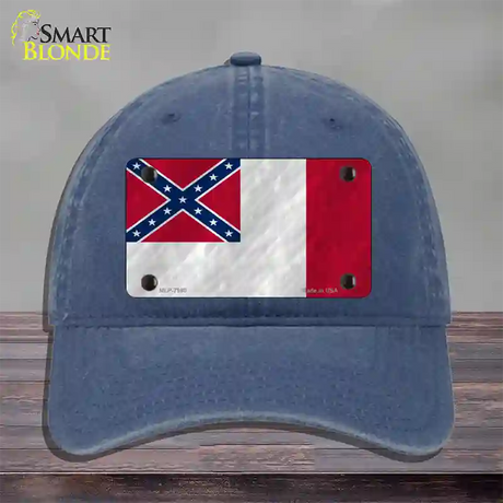 Third Confederate Flag Novelty License Plate Hat Unconstructed Cotton / Navy