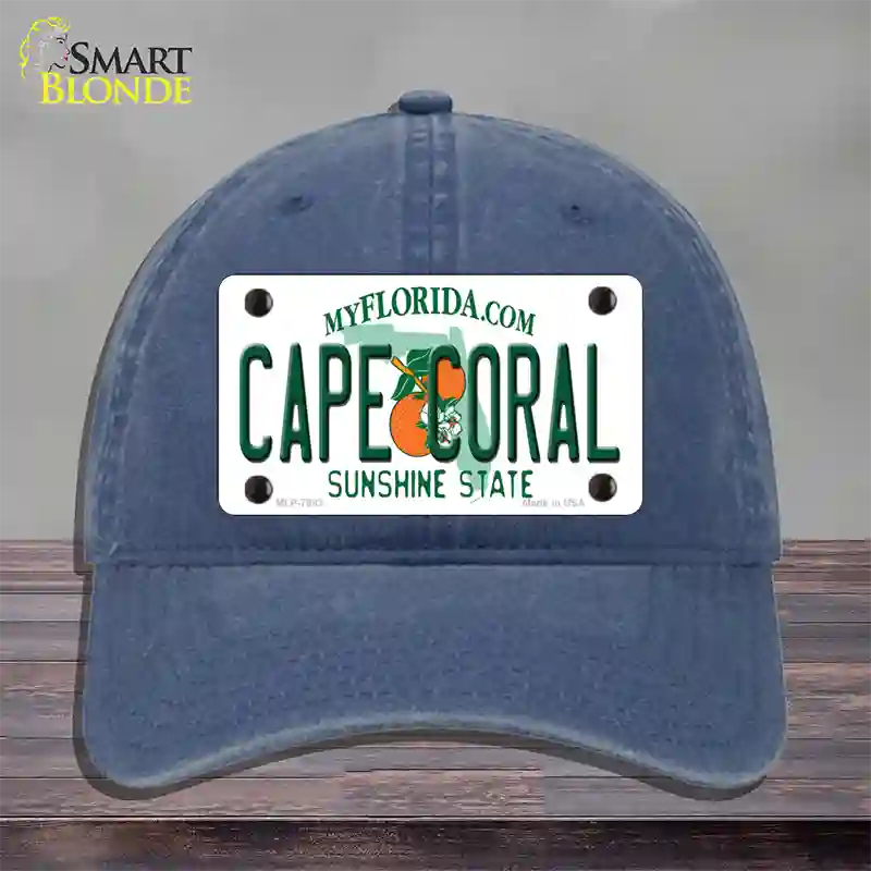 Cape Coral Florida Novelty License Plate Hat Unconstructed Cotton / Navy