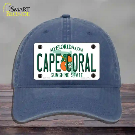 Cape Coral Florida Novelty License Plate Hat Unconstructed Cotton / Navy