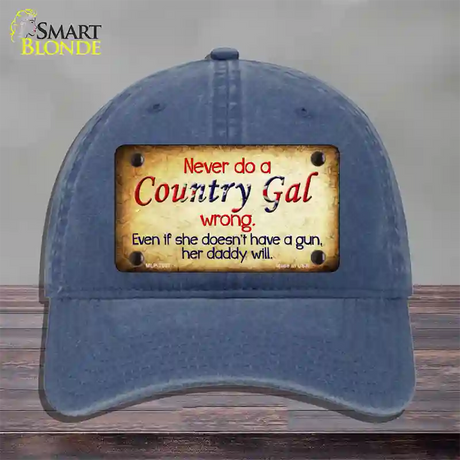 Country Gal Wrong Novelty License Plate Hat Unconstructed Cotton / Navy