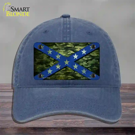 Confederate Stripes Blue Camo Novelty License Plate Hat Unconstructed Cotton / Navy