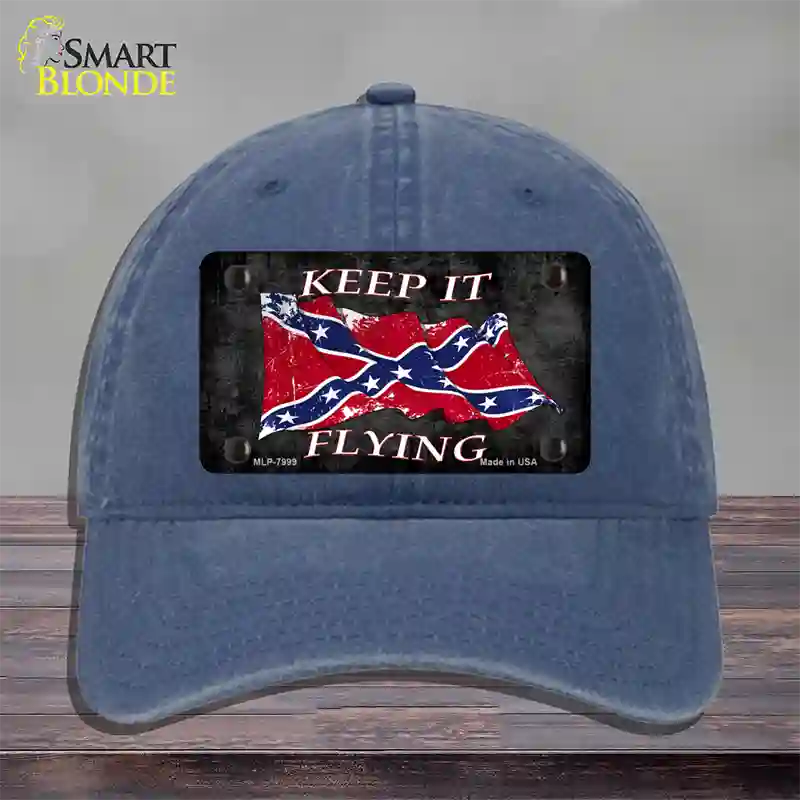 Confederate Keep It Flying Novelty License Plate Hat Unconstructed Cotton / Navy