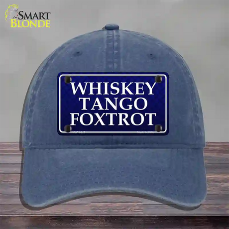 Whiskey Tango Foxtrot Novelty License Plate Hat Unconstructed Cotton / Navy