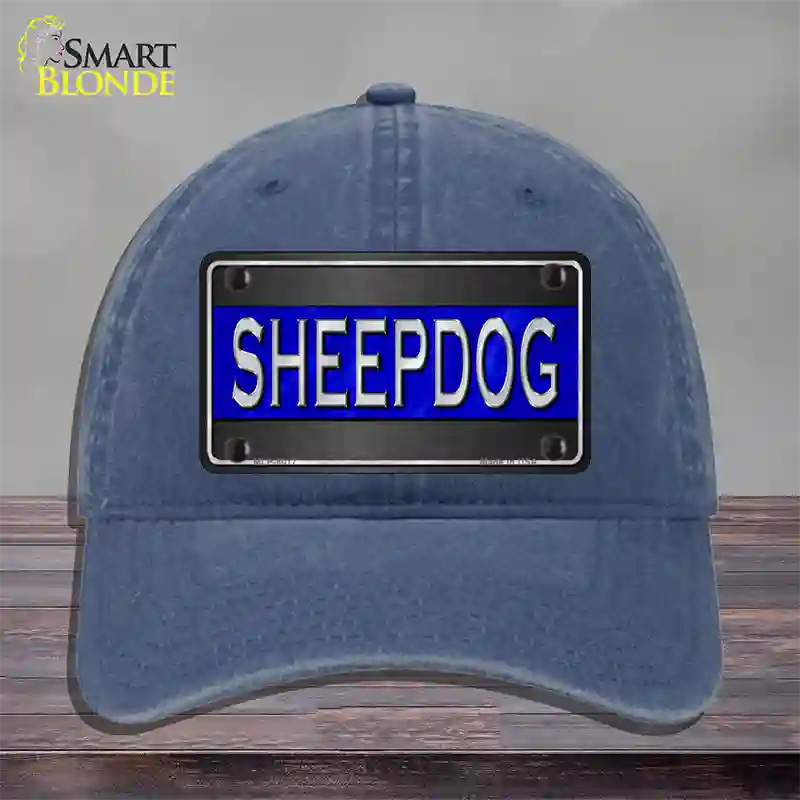 Sheepdog Thin Blue Line Novelty License Plate Hat Unconstructed Cotton / Navy