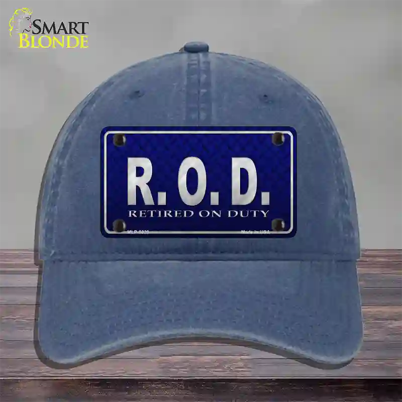 Retired On Duty Novelty License Plate Hat Unconstructed Cotton / Navy