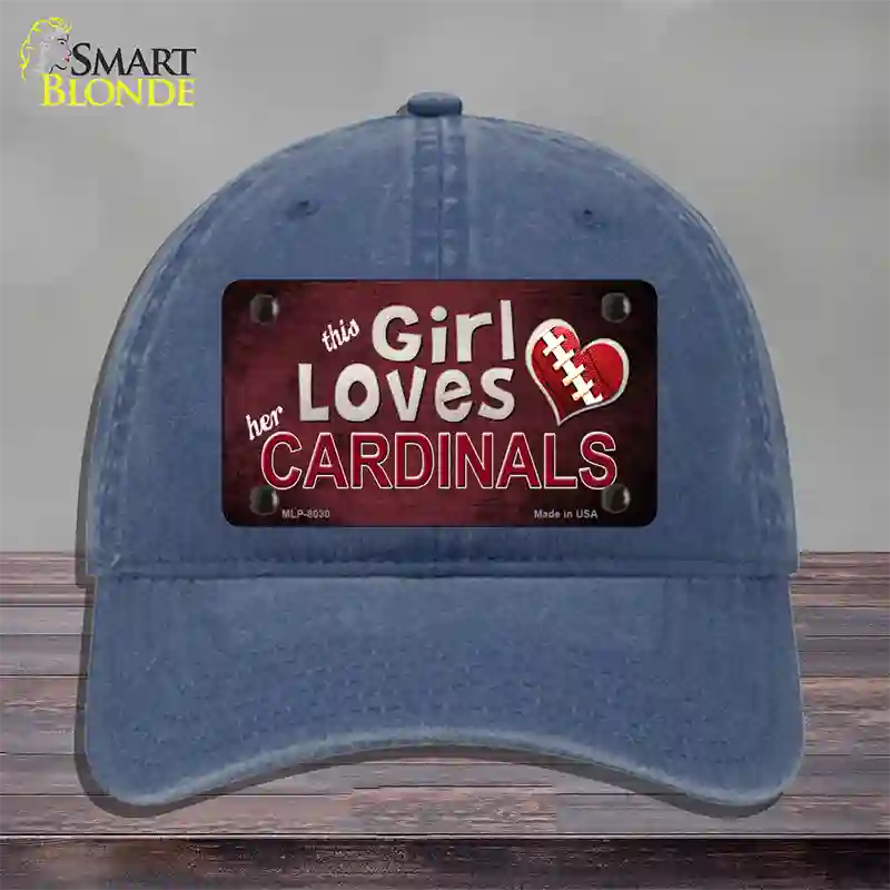 This Girl Loves Her Cardinals Novelty License Plate Hat Unconstructed Cotton / Navy