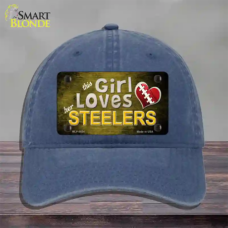 This Girl Loves Her Steelers Novelty License Plate Hat Unconstructed Cotton / Navy