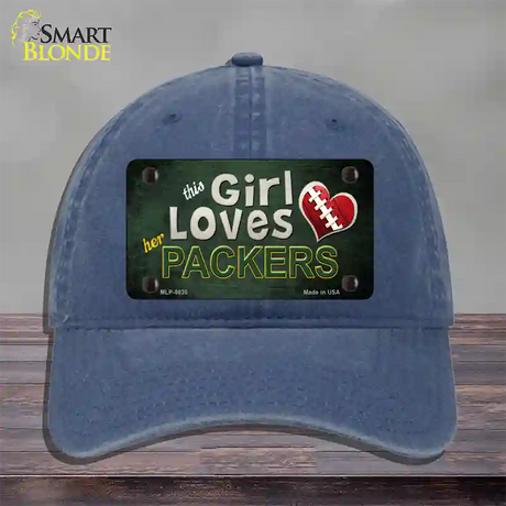 This Girl Loves Her Packers Novelty License Plate Hat Unconstructed Cotton / Navy