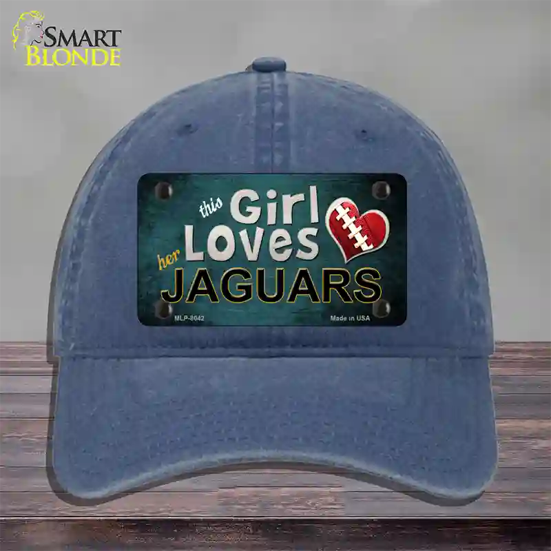 This Girl Loves Her Jaguars Novelty License Plate Hat Unconstructed Cotton / Navy