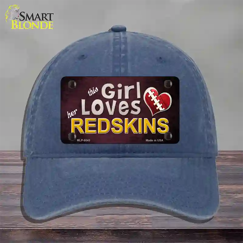 This Girl Loves Her Redskins Novelty License Plate Hat Unconstructed Cotton / Navy