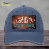 This Girl Loves Her Dolphins Novelty License Plate Hat Unconstructed Cotton / Navy