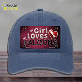 This Girl Loves Her Falcons Novelty License Plate Hat Unconstructed Cotton / Navy