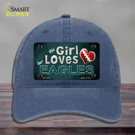 This Girl Loves Her Eagles Novelty License Plate Hat Unconstructed Cotton / Navy