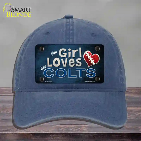 This Girl Loves Her Colts Novelty License Plate Hat Unconstructed Cotton / Navy