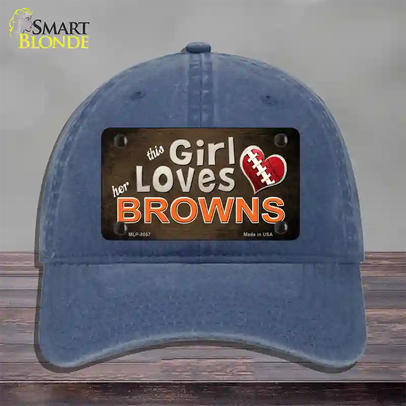 This Girl Loves Her Browns Novelty License Plate Hat Unconstructed Cotton / Navy