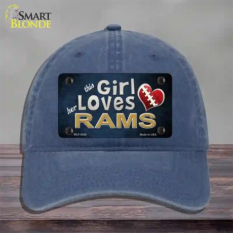 This Girl Loves Her Rams Novelty License Plate Hat Unconstructed Cotton / Navy