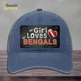 This Girl Loves Her Bengals Novelty License Plate Hat Unconstructed Cotton / Navy