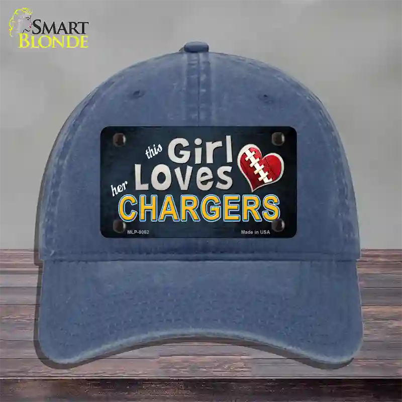 This Girl Loves Her Chargers Novelty License Plate Hat Unconstructed Cotton / Navy